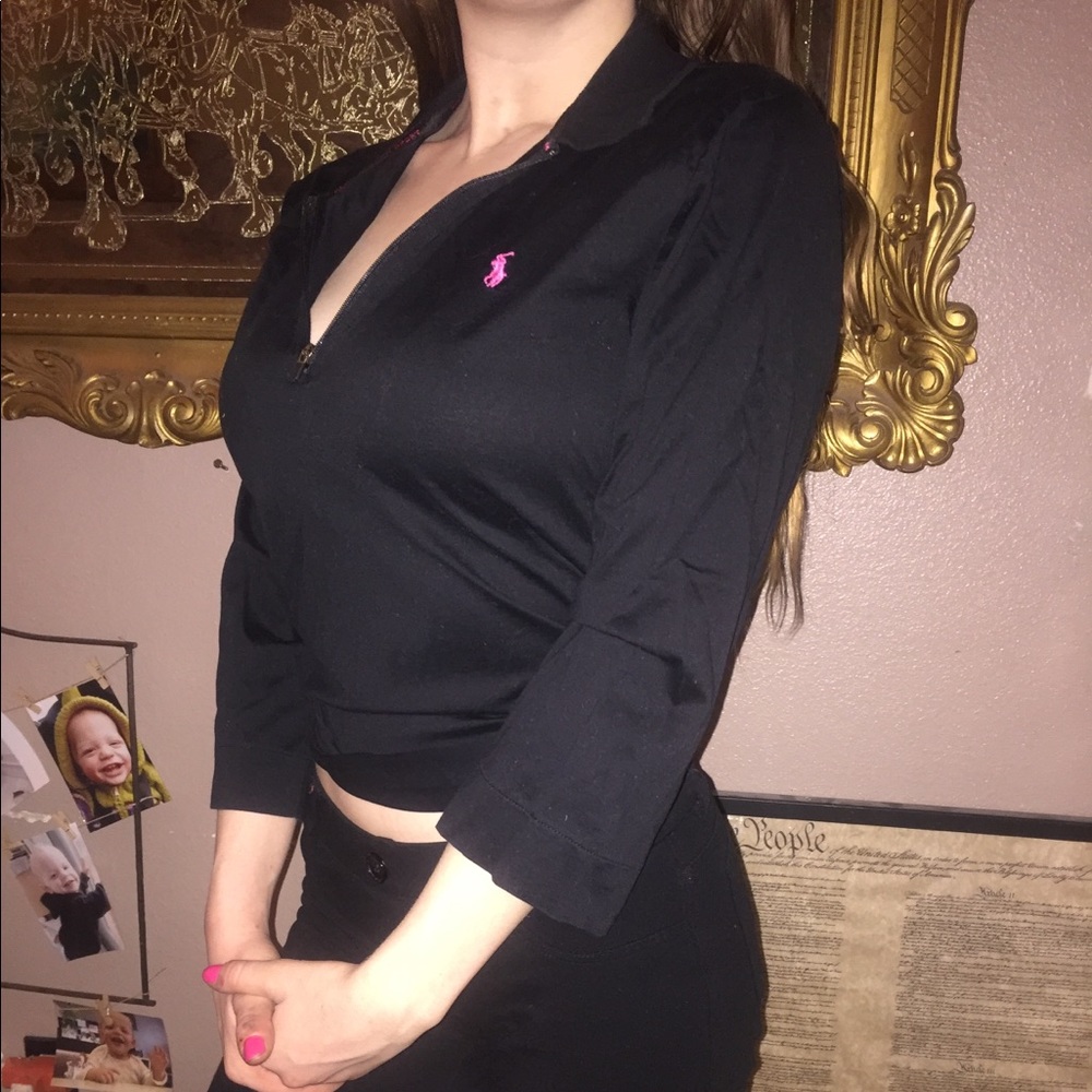 ralph lauren sport black long sleeve sweater